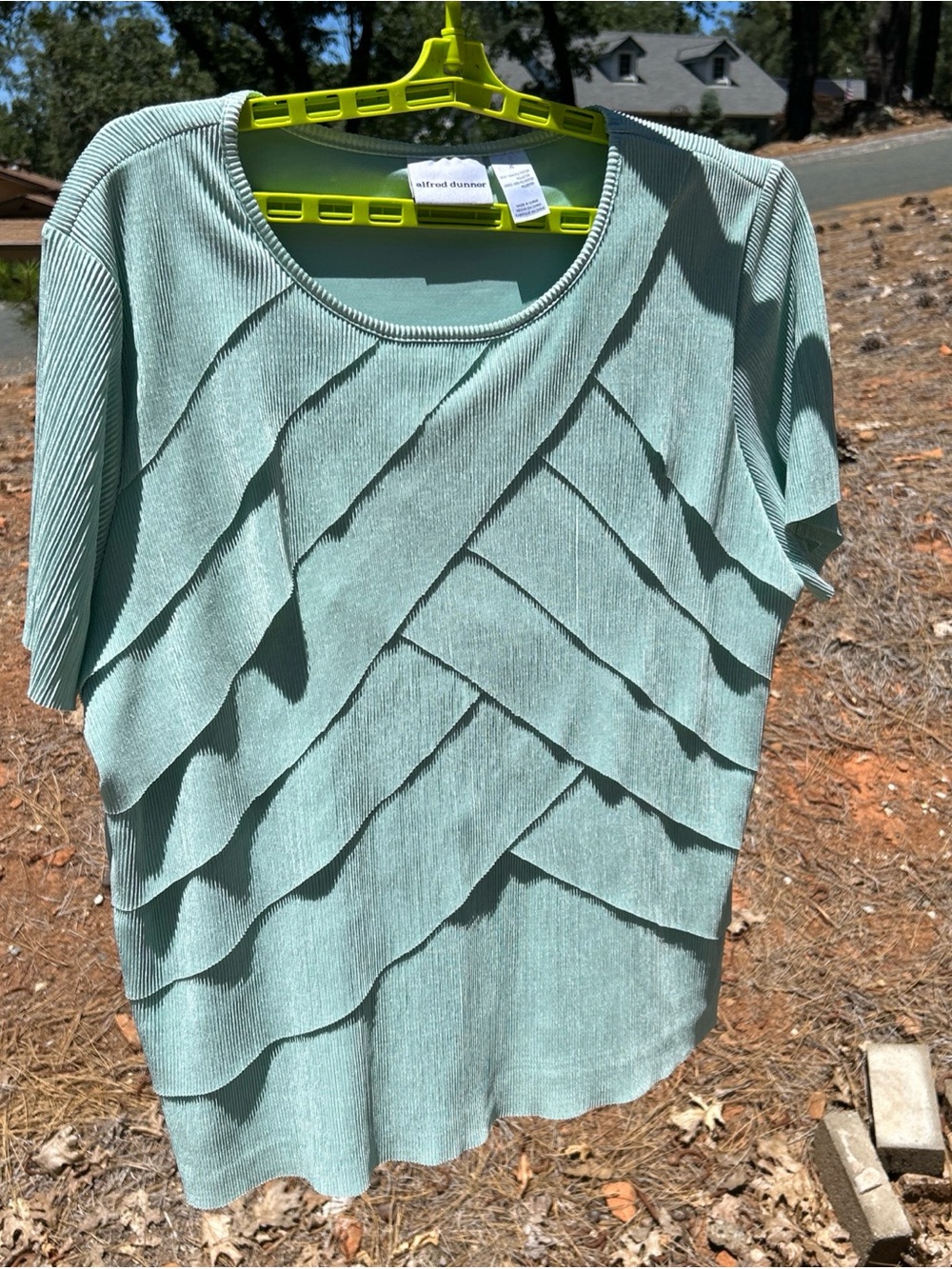 Alfred Dunner Oscar Night Soft Green Layered Ruffle Top Tunic Plus Size XL